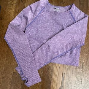Workout gear. Purple Cropped top from Savvy Never Worn . Super Stretchy.